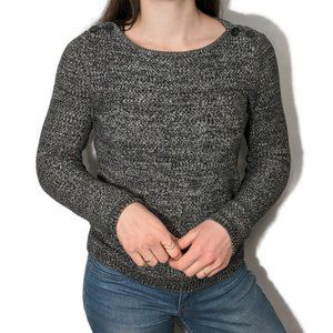 Loft Heathered Black and Silver Sweater Top Size S
